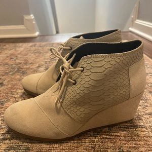 TOMS Snakeskin “Desert Wedge” Booties